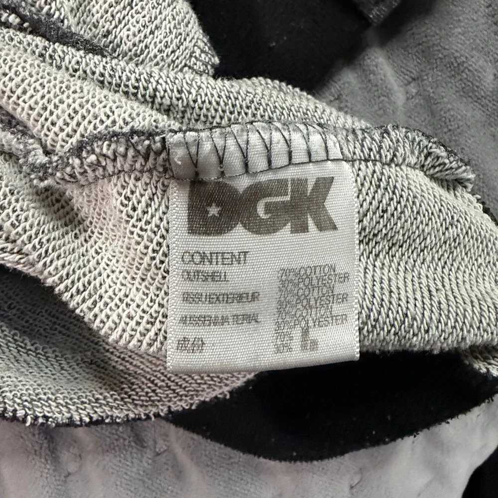 DGK Varsity Jacket Mens XL Gray Black Hooded Snap Front Dirty Ghetto Kids Fleece